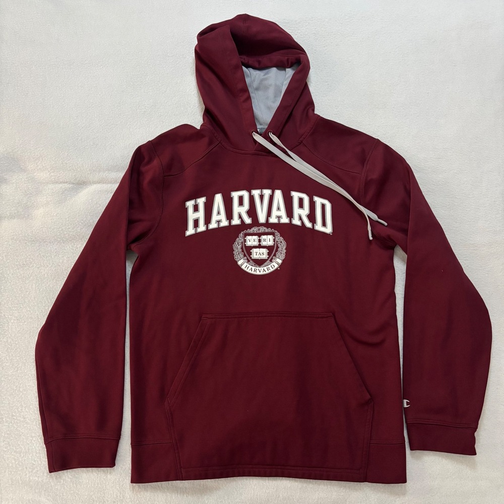Champion Harvard University Performance Hoodie Maroon Mens Small Collegiate Logo